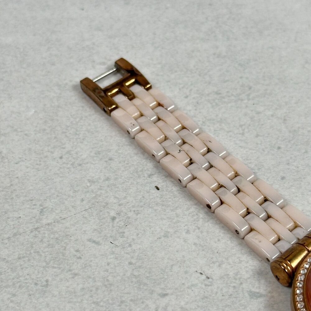 Anne Klein Watch Women 32mm Faceted Crystal MOP Dial Light Pink Band New Battery - Picture 3 of 11